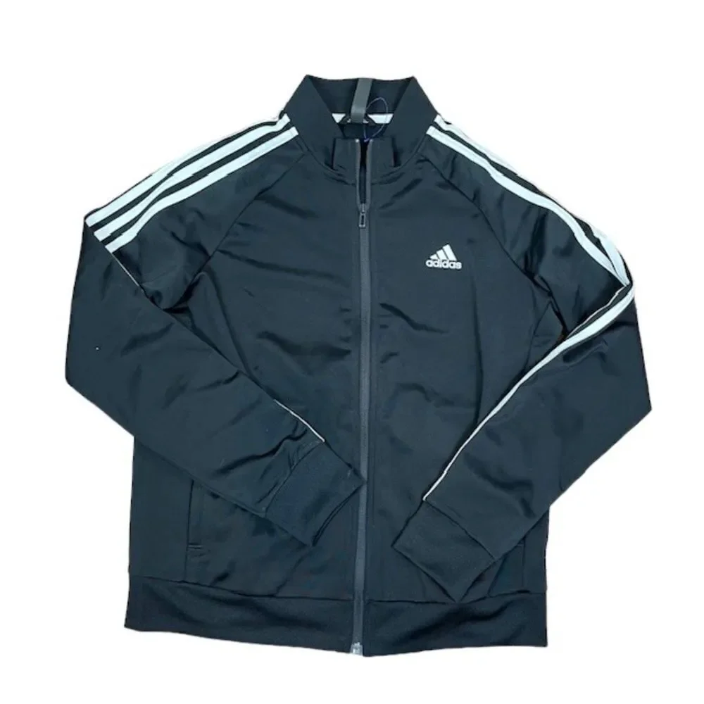 NWOT Adidas Tricot Jacket Youth Black 3 Stripe Size‎ Large